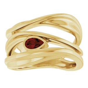 14K Yellow Gold Natural Mozambique Garnet Negative Space Ring