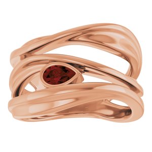 14K Rose Gold Natural Mozambique Garnet Negative Space Ring