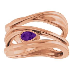 14K Rose Gold Natural Amethyst Negative Space Ring