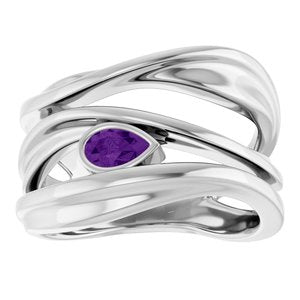 Platinum Natural Amethyst Negative Space Ring