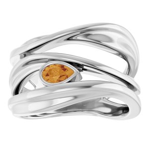 14K White Gold Natural Citrine Negative Space Ring