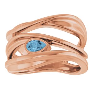 14K Rose Gold Natural Sky Blue Topaz Negative Space Ring