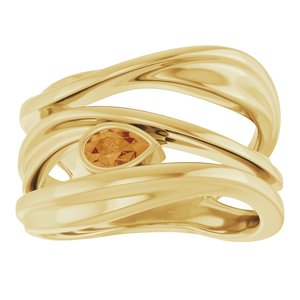 14K Yellow Gold Natural Citrine Negative Space Ring