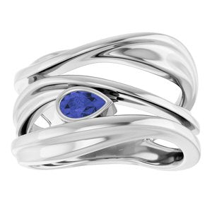 14K White Gold Natural Iolite Negative Space Ring