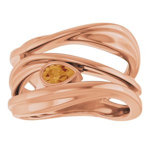 14K Rose Gold Natural Citrine Negative Space Ring
