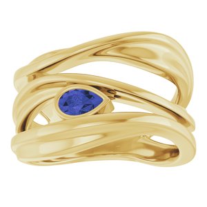 14K Yellow Gold Natural Iolite Negative Space Ring