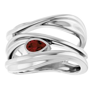Sterling Silver Natural Mozambique Garnet Negative Space Ring