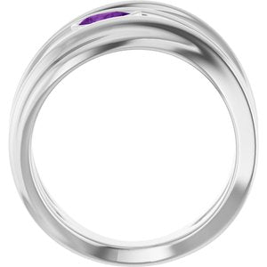 14K White Gold Natural Amethyst Negative Space Ring