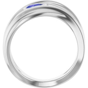 Platinum Natural Iolite Negative Space Ring