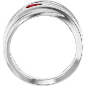 14K White Gold Natural Mozambique Garnet Negative Space Ring