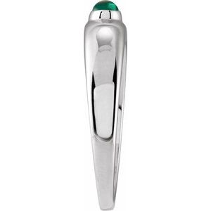 14K White Gold Natural Emerald Dome Ring