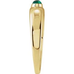 14K Yellow Gold Natural Emerald Dome Ring