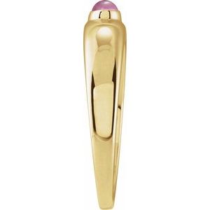 14K Yellow Gold Natural Pink Tourmaline Dome Ring