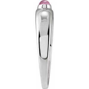 Sterling Silver Natural Pink Tourmaline Dome Ring