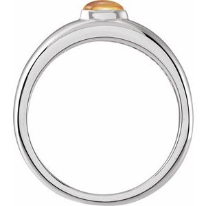 Sterling Silver Natural Citrine Dome Ring