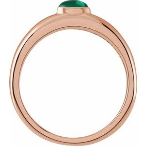 14K Rose Gold Natural Emerald Dome Ring