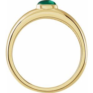 14K Yellow Gold Natural Emerald Dome Ring