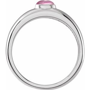 Platinum Natural Pink Tourmaline Dome Ring