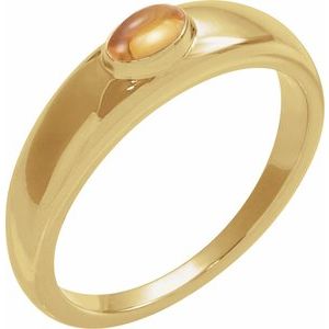 14K Yellow Gold Natural Citrine Dome Ring