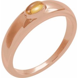 14K Rose Gold Natural Citrine Dome Ring