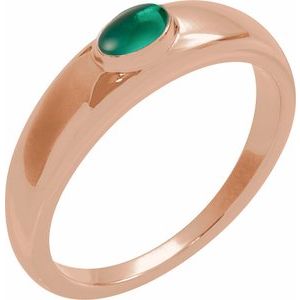 14K Rose Gold Natural Emerald Dome Ring