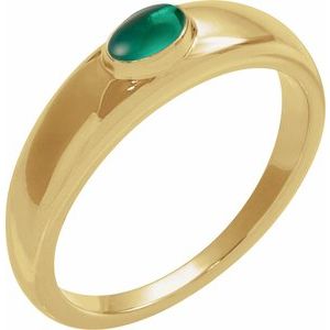 14K Yellow Gold Natural Emerald Dome Ring