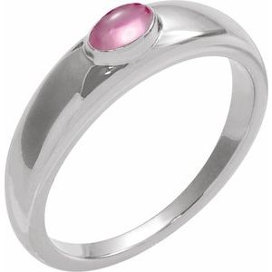 Platinum Natural Pink Tourmaline Dome Ring