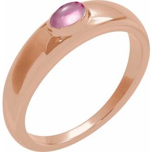 14K Rose Gold Natural Pink Tourmaline Dome Ring