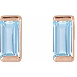 14K Rose Gold Lab-Grown Aqua Sapphire Earrings