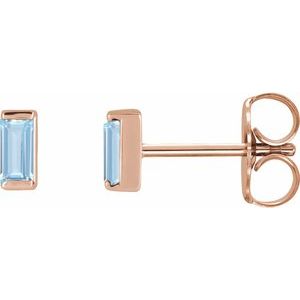 14K Rose Gold Lab-Grown Aqua Sapphire Earrings