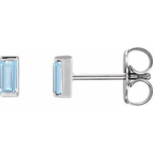 Sterling Silver Lab-Grown Aqua Sapphire Earrings