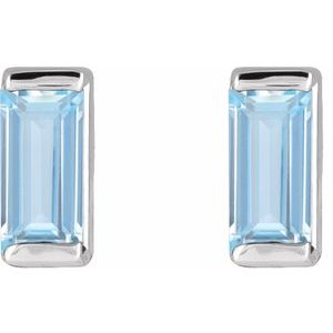 Sterling Silver Lab-Grown Aqua Sapphire Earrings – image 2