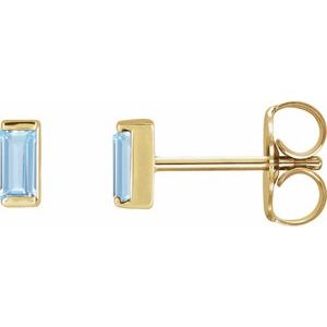 14K Yellow Gold Lab-Grown Aqua Sapphire Earrings