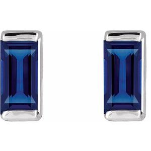 Sterling Silver Lab-Grown Blue Sapphire Earrings – image 2