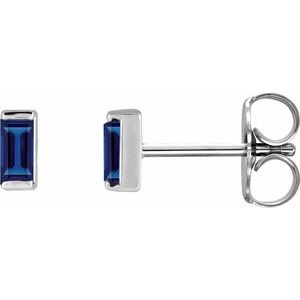 Sterling Silver Lab-Grown Blue Sapphire Earrings