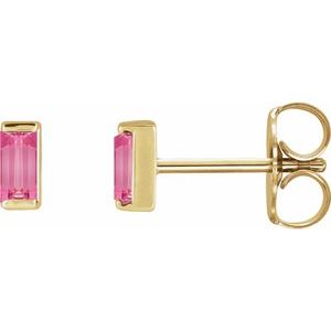 14K Yellow Gold Natural Pink Tourmaline Earrings