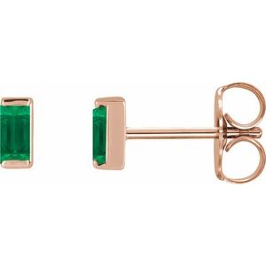 14K Rose Gold Lab-Grown Emerald Channel-Set Earrings