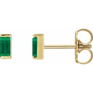 14K Yellow Gold Lab-Grown Emerald Channel-Set Earrings