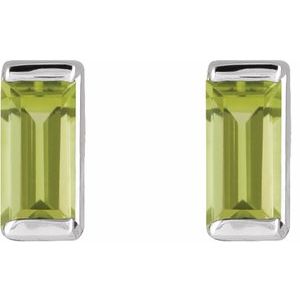 Platinum Natural Peridot Channel-Set Earrings – image 2