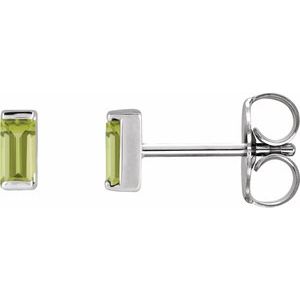 14K White Gold Natural Peridot Channel-Set Earrings