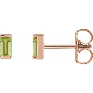 14K Rose Gold Natural Peridot Channel-Set Earrings
