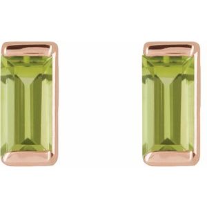 14K Rose Gold Natural Peridot Channel-Set Earrings – image 2