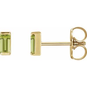 14K Yellow Gold Natural Peridot Channel-Set Earrings