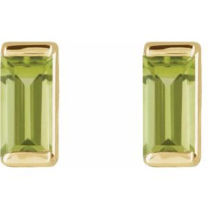 14K Yellow Gold Natural Peridot Channel-Set Earrings – image 2