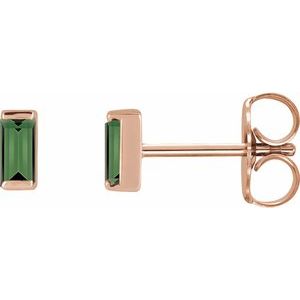14K Rose Gold Natural Green Tourmaline Channel-Set Earrings