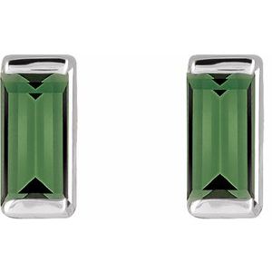Platinum Natural Green Tourmaline Channel-Set Earrings – image 2