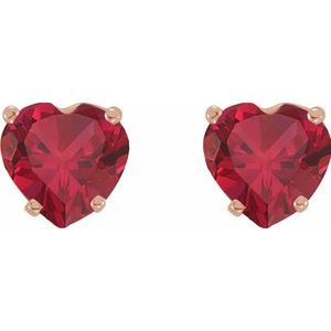 14K Rose Gold Lab-Grown Ruby Heart Earrings – image 2