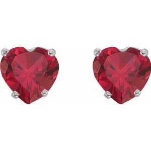 14K White Gold Lab-Grown Ruby Heart Earrings – image 2