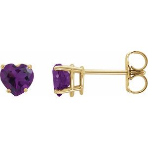 14K Yellow Gold Natural Amethyst Earrings
