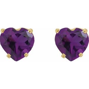 14K Yellow Gold Natural Amethyst Earrings – image 2
